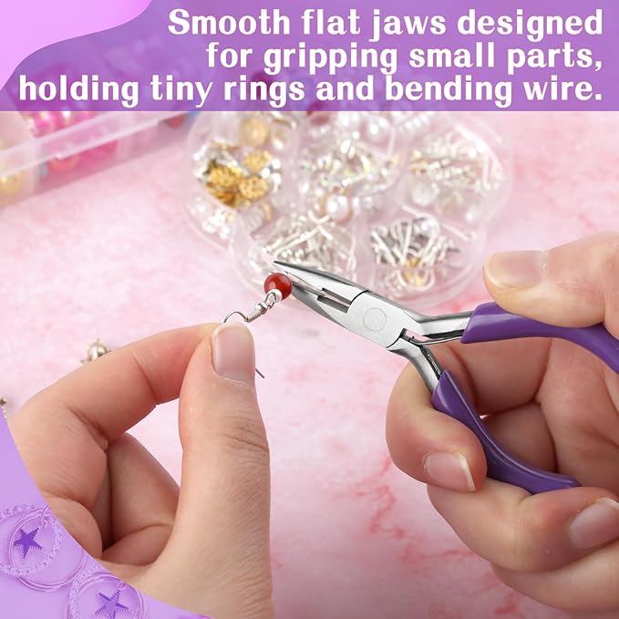 SPEEDWOX 3 Inches Chain Nose Pliers with Cutter, Purple, Jewelry Making Miniature Pocket Plier, Needle-Nose Pliers, Wire Cutters, Jewelry Pliers, Jewelry Making Tools