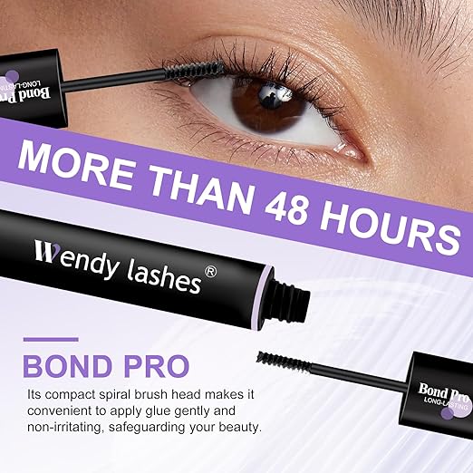 Wendy Upgraded Lash Cluster Glue: Lash Bond and Seal Pro Waterproof, Strong & Flexible Hold, Long-Lasting 72H, Gentle Low Odor, Quick-Dry, Eyelash Glue Bond Pro+Seal Pro（6ml+6ml）