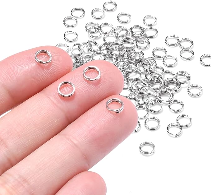 100 PCS 5.8mm Mini Split Ring for Jewelry Making, Double Loops Round Split Jump Rings Necklaces Bracelets Earrings Metal Keychains Tiny Key Rings Pet Collar Tag DIY Craft Accessories