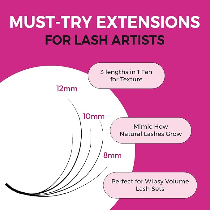 Eyesy Lash 500 Camellia Promade Fans - 5D 0.07 Size 9-11-13mm Curl C - Natural Premade Lash Fans for Eyelash Extensions 3 Lengths in 1 Loose Pre Made Eyelash Create Depth, Texture, Layer, Volume