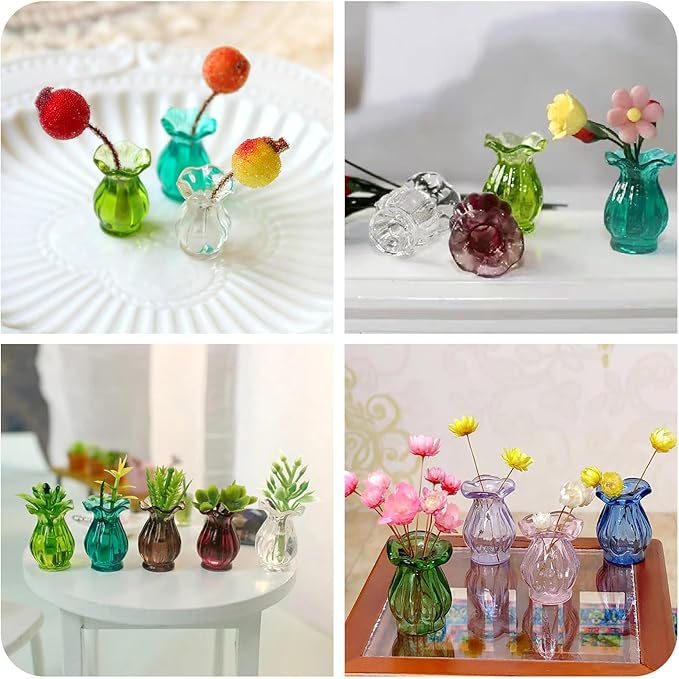 Craftdady 10pcs Vase Miniature Dollhouse Mini Resin Vase Miniature Ornaments Micro Landscape Home Dollhouse Accessories 19.5x13.5 mm for Home Garden Decoration
