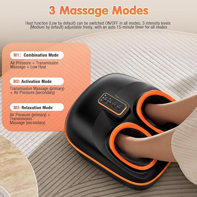 POGGT Foot Massager Machine with Heat, Upgrade 6 Airbags 29 Nodes Deep Rolling, Compression, Ankle Kneading, Shiatsu Foot Massager for Neuropathy Plantar Fasciitis, Gifts for Men Women Fits Up to 13"