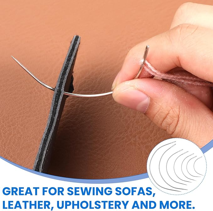Curved Needle, 28 Pcs Curved Needles Sewing Needles-7 Sizes C-Type Weaving and Leather Needle with Sharp Tips for Carpet Leather Canvas Repairing Blocking Knitting Modelling Crafts Sewing Repair