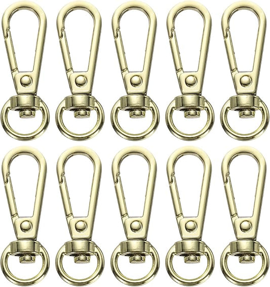 PATIKIL Swivel Lobster Claw Clasps 10pcs Push Gate Snap Hook Metal Trigger Clips Purse Hardware for Keychains Purse Handbag Makings DIY Crafts, Light Gold
