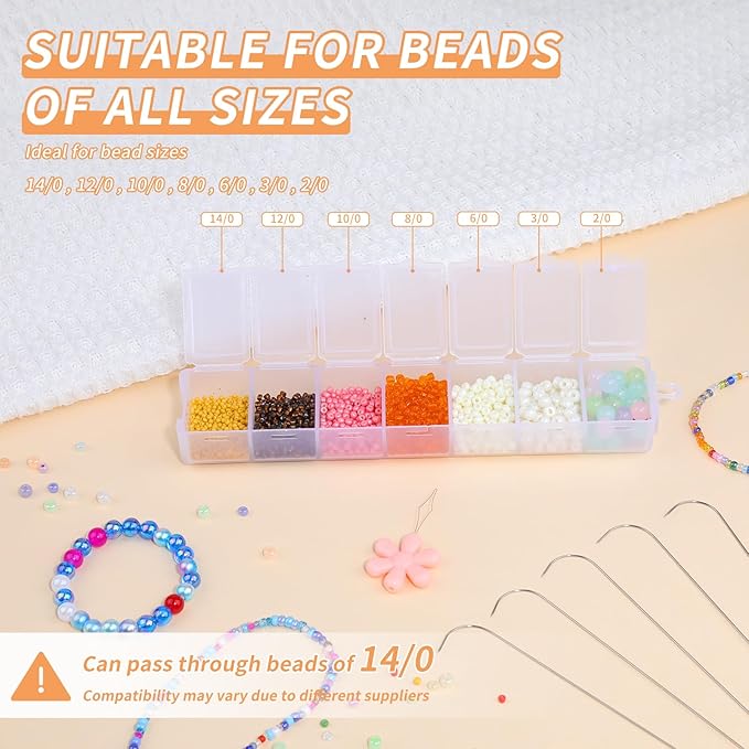 GarfxG 5 PCS Beading Needles-7.48 Inches Stainless Bead Spinner Needles, Big Eye Curved Seed Beading Needles for Bracelet Necklace Jewelry Making (Ergonomic Arc Design)
