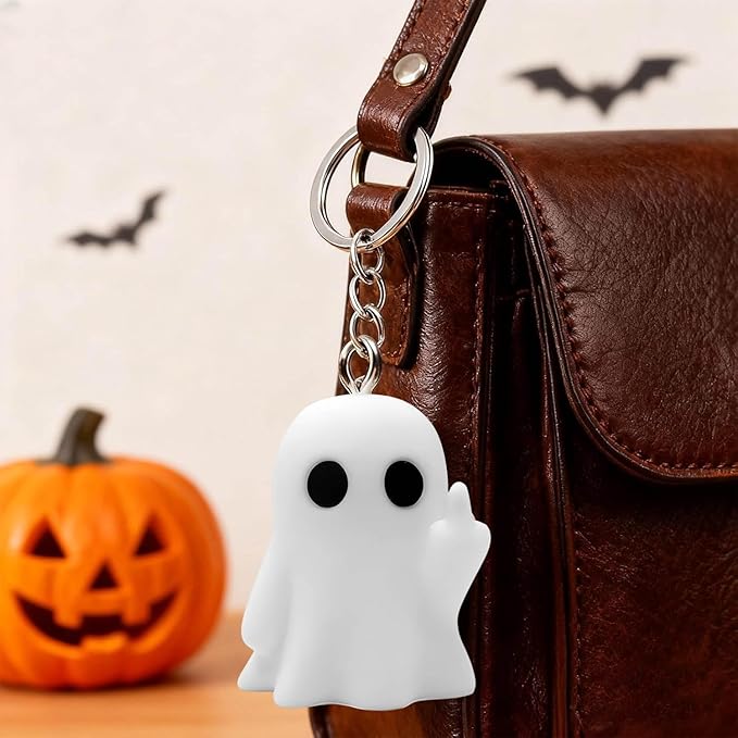 Halloween Funny Keychain, Cute Ghost Pendant Keyrings for Men, Unique Cool Gifts for Women Teens Couples Friends