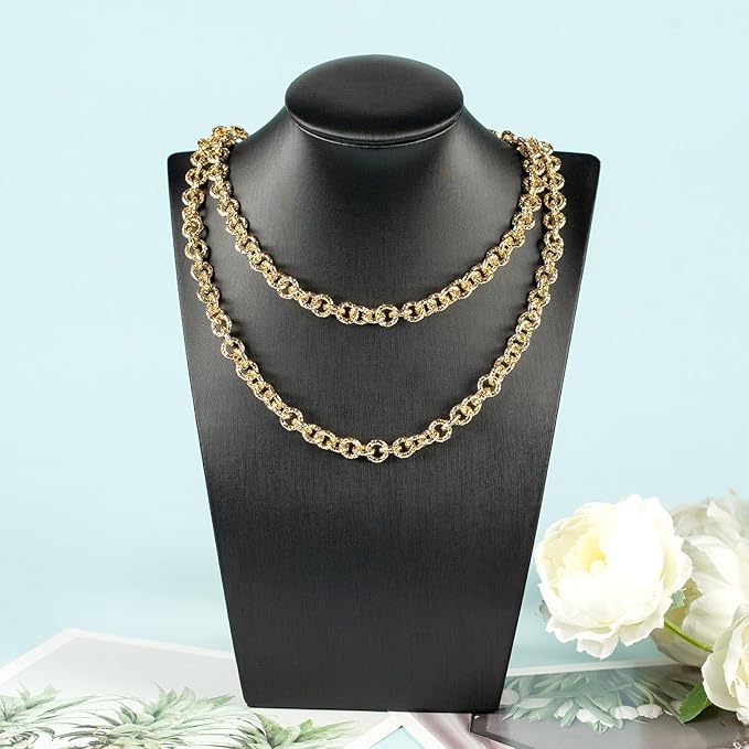 16.4 Feet Lightweight Gold Plated Chain Roll Delicate Embossed Rolo Chain Necklace DIY Jewelry Chains Bulk with Jump Rings and Lobster Clasps