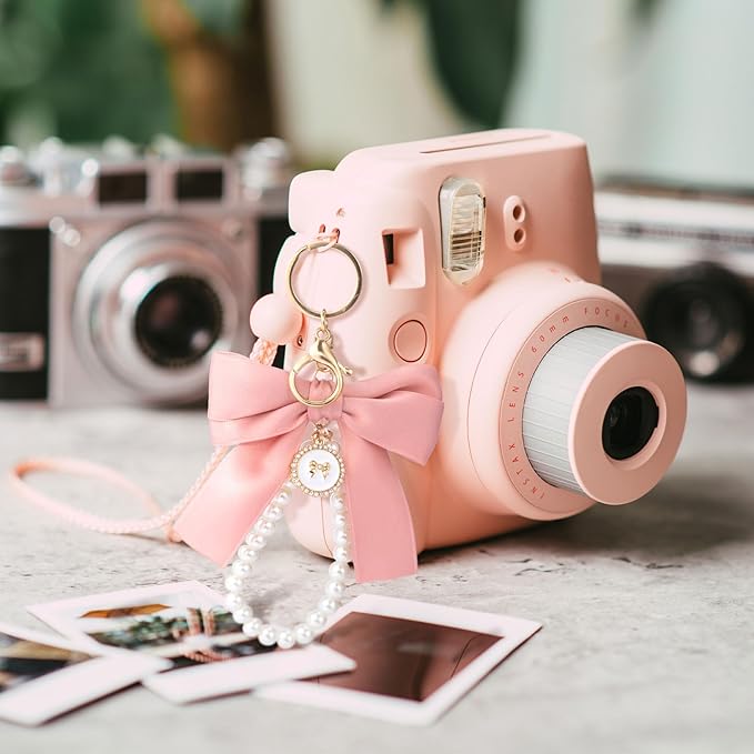 Joez Wonderful Pearl Bow Keychain, Cute Pink Bowknot & Pearl Keyring Charms, Aesthetic Keychain