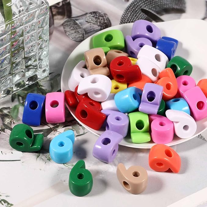40 PCS Number Beads 3D Focal Bead Acrylic Loose for Jewelry Making Bracelet Necklaces Keychain Phone Bag Chain Key Chains (Mixed Color 6)
