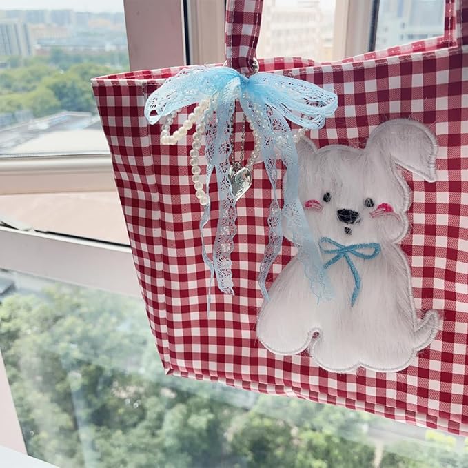 Pearl Bow Keychain Cute Y2k Lace Bowknot Keychain Coquette Aesthetic Accessories Bag Purse Handbag Backpack Charm