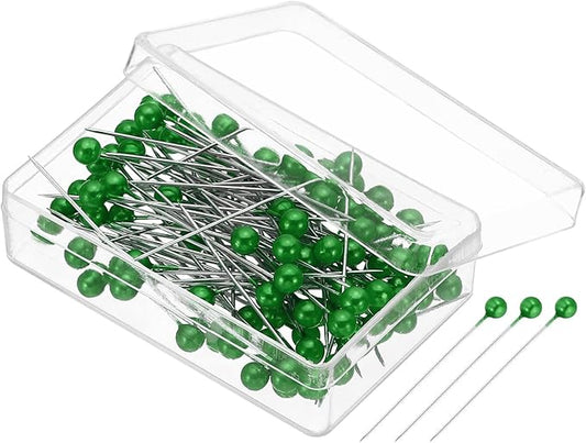 PATIKIL Sewing Pins, 600 Pcs 1.5 Inch Straight Pin with Plastic Pearlized Ball Head for Fabric, Decorative, Jewelry DIY, Craft and Sewing Project, Dark Green