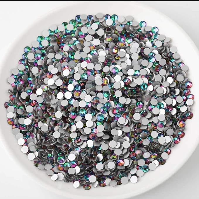 beadsland Flat Back Crystal Rhinestones Round Gems, Green Volcano (6.4-6.6mm) SS30/288pcs
