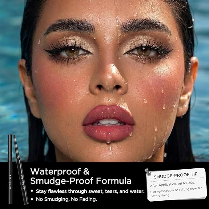 BEPHOLAN Black Eyeliner Pencils,D-tips Waterproof Gel Eyeliner Pencil Waterline Eye Liner Pen for Women Waterproof Smudge Proof Long-lasting (BLACK-D)