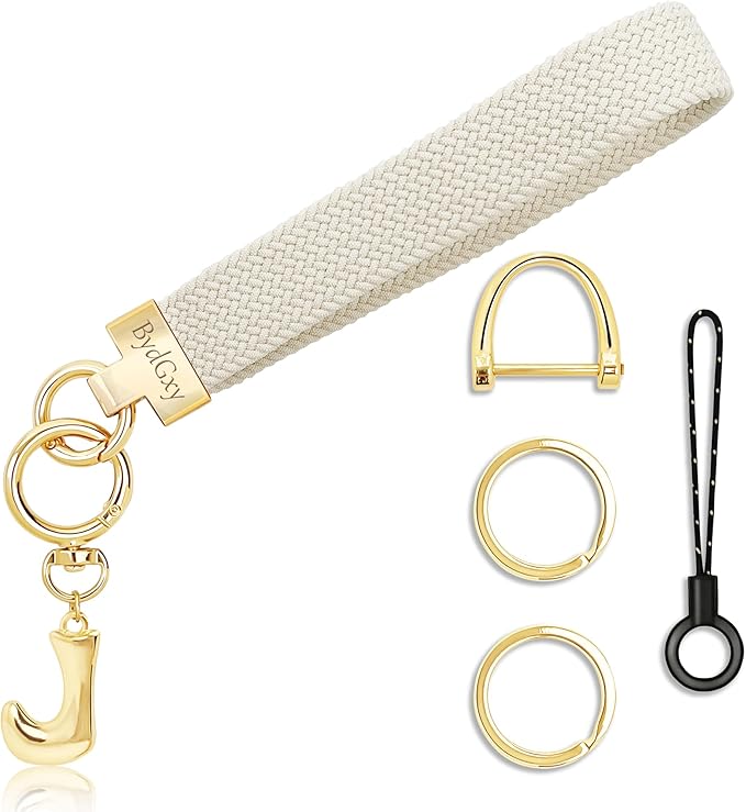 Stretchy Wristlet Initial Keychain, Key Chains Women Cute with Keyring, Llaveros para Mujer, Car Key Accessories