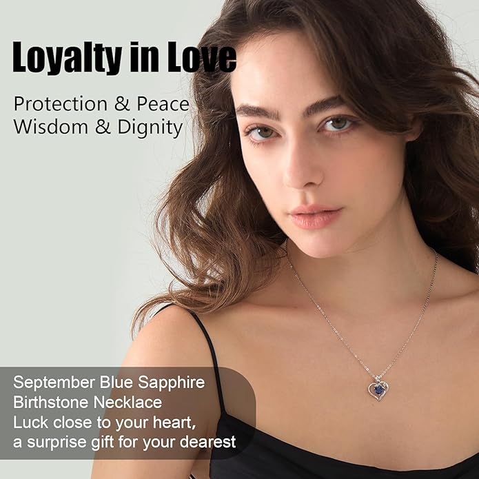 1.2CT Rose Heart Necklace Option of Moissanite or Lab-Grown Sapphire Ruby Emerald&More Necklace for Women Birthstone Girlfriend Necklace S925 Sterling Silver 18K White/Rose Gold Plated D Color VVS1 Gift for Wife Mother Daughter for Birthday Anniversary...