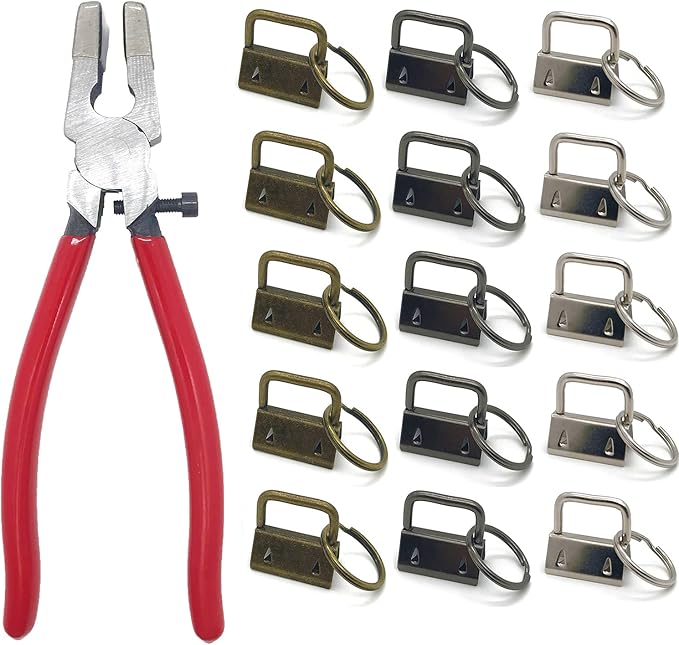 51 Sets of Key Fob Hardware Jaws Pliers with Rubber Tips - Perfect for Installation, Random Color