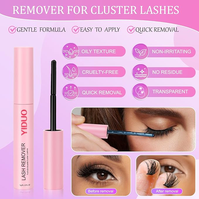 YIDUO 3 Styles Lashes Cluster Kit 720Pcs Eyelash Extensions Kit 40P+60P+80P 8-18mm D Curl Volume False Eyelashes DIY Individual Wispy Fake Eye Lashes Combo Packs with Bond&Seal |Tweezers | Removers