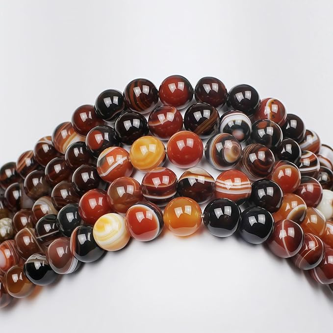 MJDCB Red Coffee Agate Beads Natural Agate Stone Round Loose Beads Ball Handmade Jewelry Bracelet Making DIY (12mm)