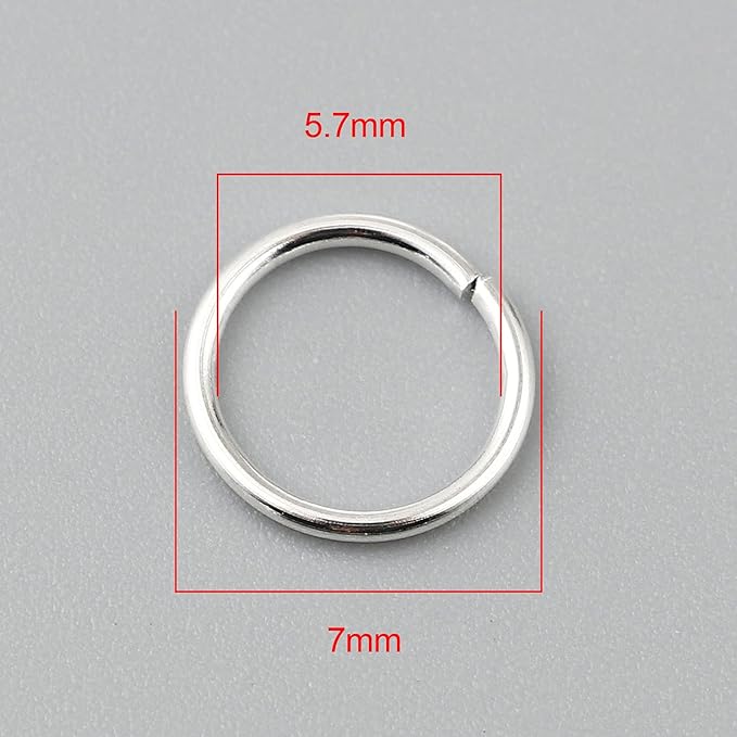 200 Pieces - 7mm Jump Rings Shiny Silver Tone Plated - 21 Gauge (0.7mm Thickness)