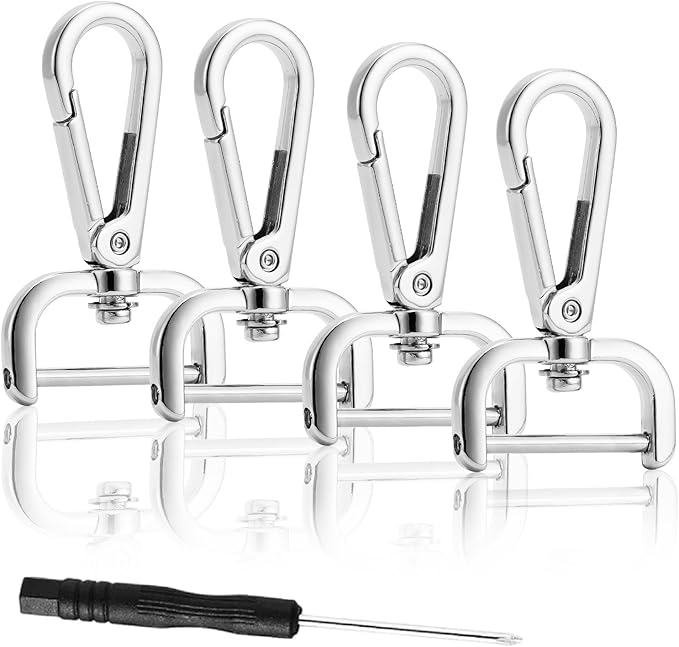4PCS Detachable Snap Hook Swivel Clasp with Screw Bar, Multiple Sizes Hardware for Changing Bag Straps,Silver1