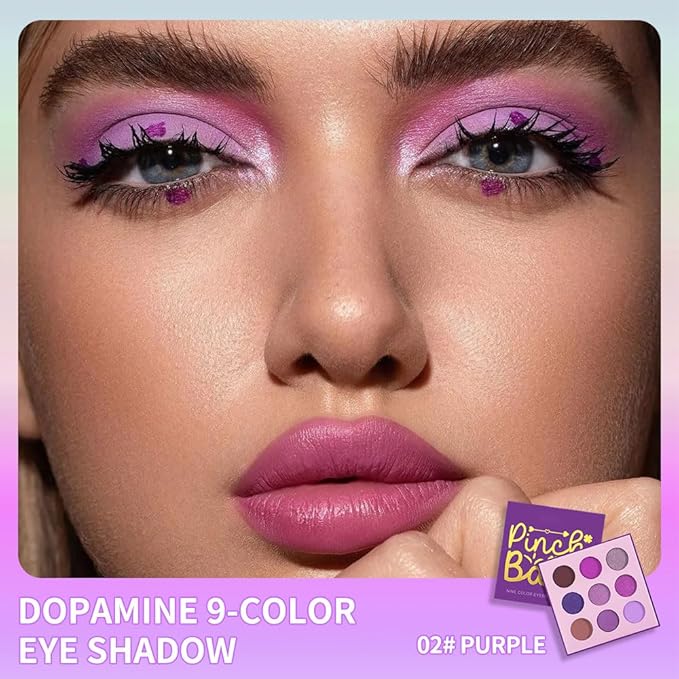 9-Color Purple Eyeshadow Palette – Matte, Shimmer & Glitter Shades in Magenta, Lavender, Lilac, Violet & Taupe, High Pigment Long-Lasting Waterproof Blendable Eye Makeup for Bold & Creative Looks