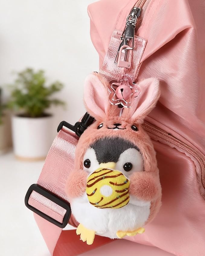 Penguin Plush Keychain Cute Stuff Cosplay Costume Change Clothing Donut Frog Unicorn Shiba Inu Bunny Tiger keyring
