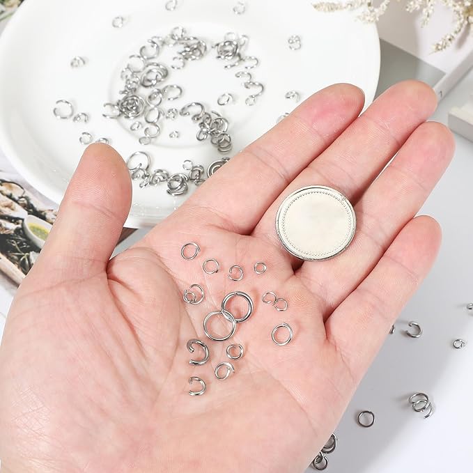 uxcell 120pcs Open Jump Rings, 8mm Stainless Steel Split O Rings 1.2mm Thick Connector Ring for Bracelet Necklace Pendant Jewelry Keychain DIY Craft Making, Silver
