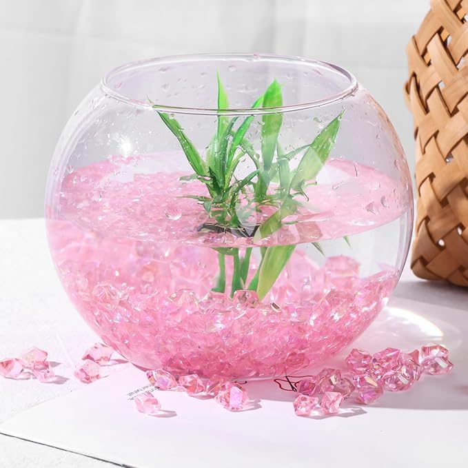 DomeStar 550PCS Bright Pink Vase Fillers, Acrylic Fake Crushed Ice Rocks Pink Gems Crystals Plastic Diamonds for Vase Fillers Centerpiece Fish Tank Table Scatter Photography Props Display Decoration
