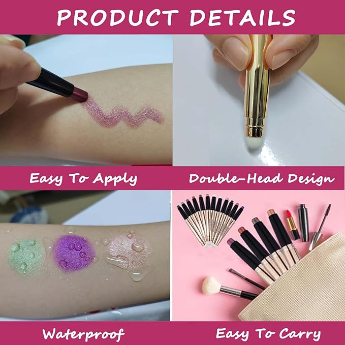 Eyeshadow Stick Eyeliner pencil Eye Makeup Cream Smooth Shimmer Eye shadow Primer Glitter Dark Light Matte Single Hypoallergenic Waterproof Long Lasting navy blue 12