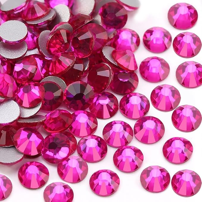 Glue Fix Crystal Flatback Rhinestones Glass Diamantes Gems for Crafting Nail Art Crafts Decorations Clothes Shoes 2.0mm (ss6 2880pcs, Peach)