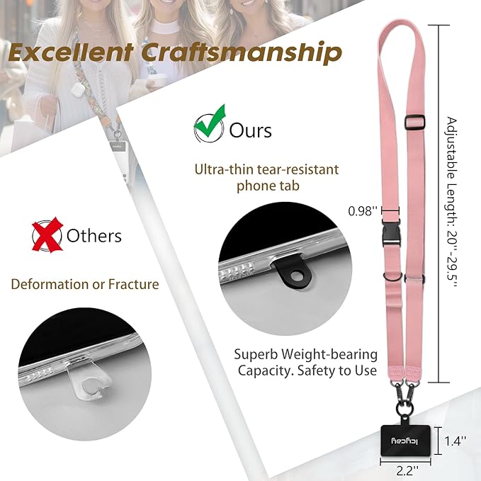 Phone Lanyard Crossbody, Cell Phone Strap for Around The Neck Adjustable, Cute Lanyard for iPhone Case ID Holder Keys Accessories Travel Essential