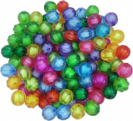 Color Transparent Pumpkin Beads, Acrylic Beads, Used for Making Necklaces, Bracelets, Key Chains and Mobile Phone Pendants for Pen Bags and Jewelry.skrnrhrery (16mm0.63 in120 PCS)