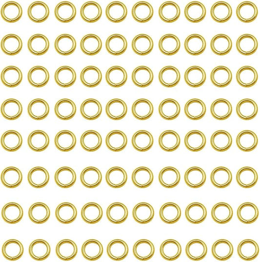 200 pcs Gold Plated Stainless Steel Split Rings Jump Rings Connector Rings for Jewelry Making Necklaces Bracelet Earrings Keychain DIY Craft (13298-Gold, 5mm)