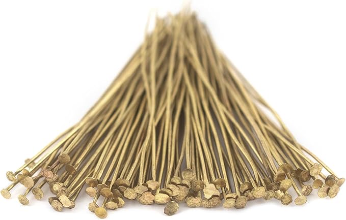 The Bead Chest Brass 21 Gauge 2.5 Inch Head Pins (Approx 100 Pieces)