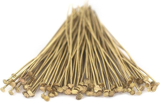 The Bead Chest Brass 21 Gauge 2.5 Inch Head Pins (Approx 100 Pieces)