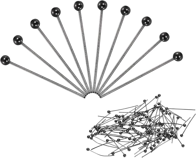 PATIKIL 100Pcs Matte Black Ball Head Pins Jewelry Making 24 Gauge 18mm Wire Head Pins Brass Round Ball Head Pins Metal End Head Pins for DIY Craft Necklaces Bracelets Earrings