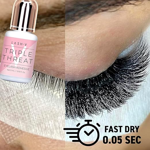 One V Salon Strong Triple Threat Advanced Eyelash Extension Glue (0.17fl.oz/5ml)/ 0.5 Sec Dry/up to 8 Weeks Retention/Professional Supplies