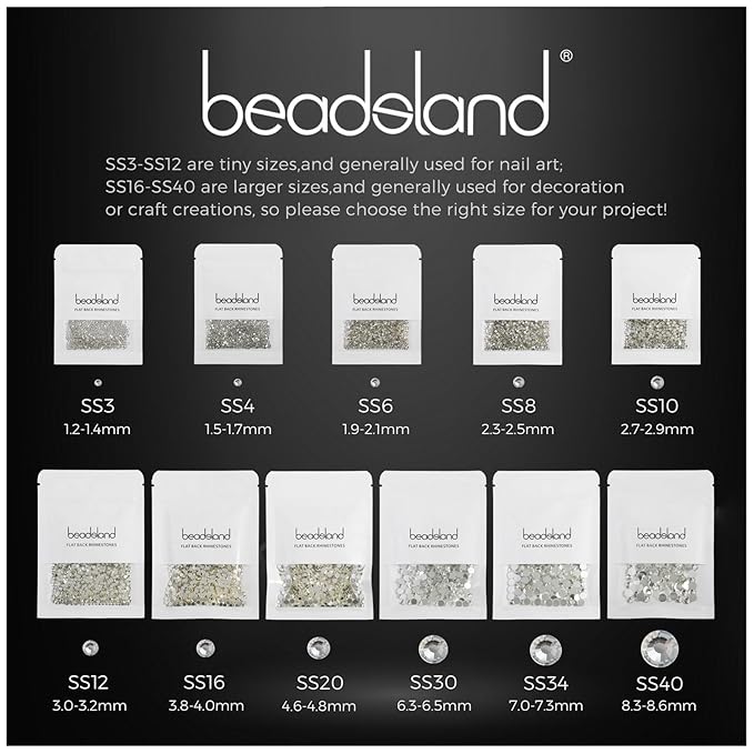 beadsland 288pcs Flat Back Crystal Rhinestones Round Gems for Nail Art and Craft Glue Fix, Crystal (SS30(6.4-6.6mm))