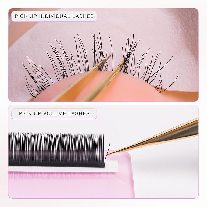 Curacoro Lash Tweezer - Professional & Precision Fiber Tip Grip Lash Tweezers for Eyelash Extensions, Multi Shapes & Purposes Tweezers for Volume, Isolation & Classic Lashes (Gold, Move It)