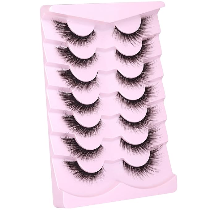 Fox Eyelashes False Lashes Dramatic Faux Mink Lashes Wispy 18mm Long Angel Wing Eyelash Lift Fake Eye Lashes Pack 7 Pairs