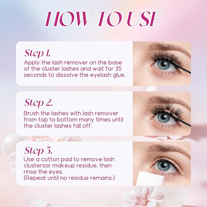 FADLASH Lash Glue Remover for Lash Extensions Eyelash Remover for Cluster Lashes Easy Removal Eyelash Extension Remover (5ml, Clear)