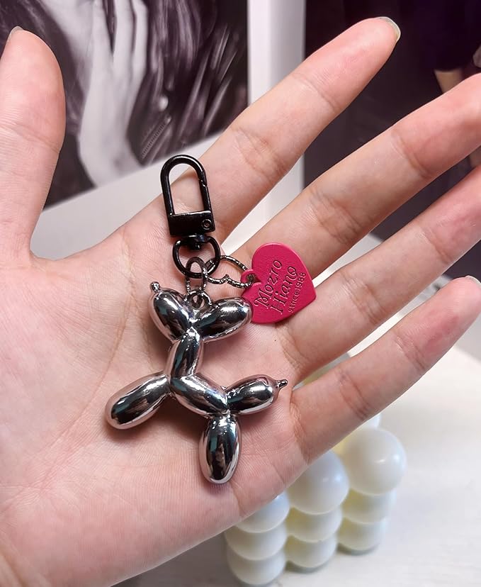 LAEKOU Jelly Balloon Dog Design Keychain for Women, Cute Girls Key Chain, Bag Charms Accessories for Car Purse Backpack