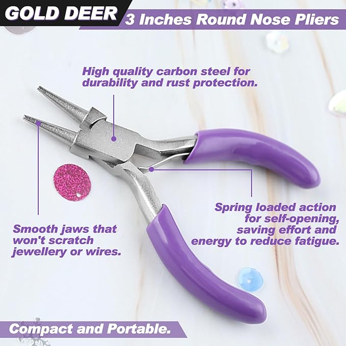3 Inches Mini Round Nose Pliers Wire Looping Pliers Micro Round Pliers With Spring Mini Jewelry Pliers Jewelry Making Tools For Jewelry Repair Wire Wrapping Beading Wire Cutting