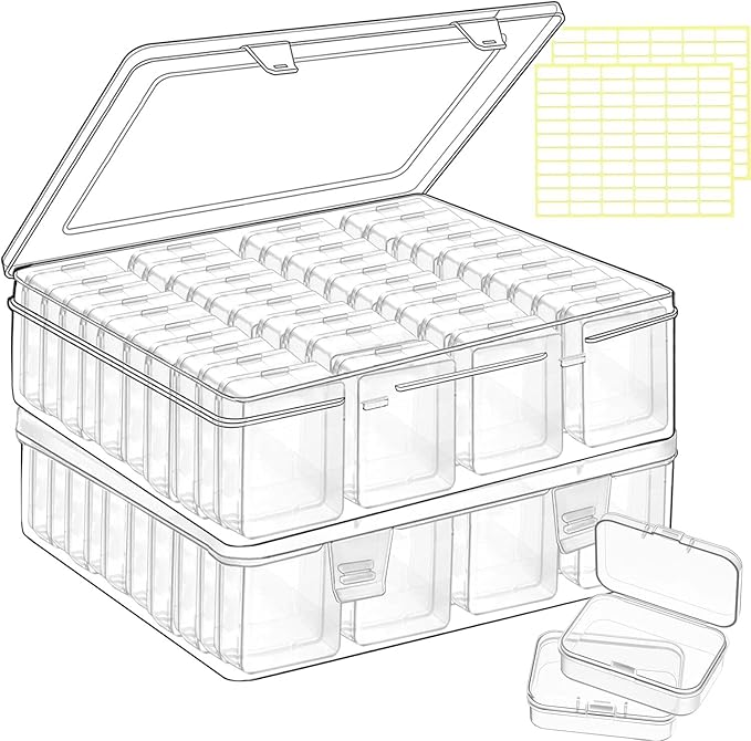 82pcs Bead storage containers, bead organizer boxes and craft storage boxes for bracelet making DIY jewelry craft nails, bracelets, jewelry, diamonds, clay beads, screws 2.09x1.57x0.8Inch