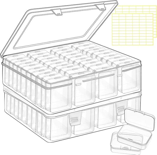 82pcs Bead storage containers, bead organizer boxes and craft storage boxes for bracelet making DIY jewelry craft nails, bracelets, jewelry, diamonds, clay beads, screws 2.09x1.57x0.8Inch