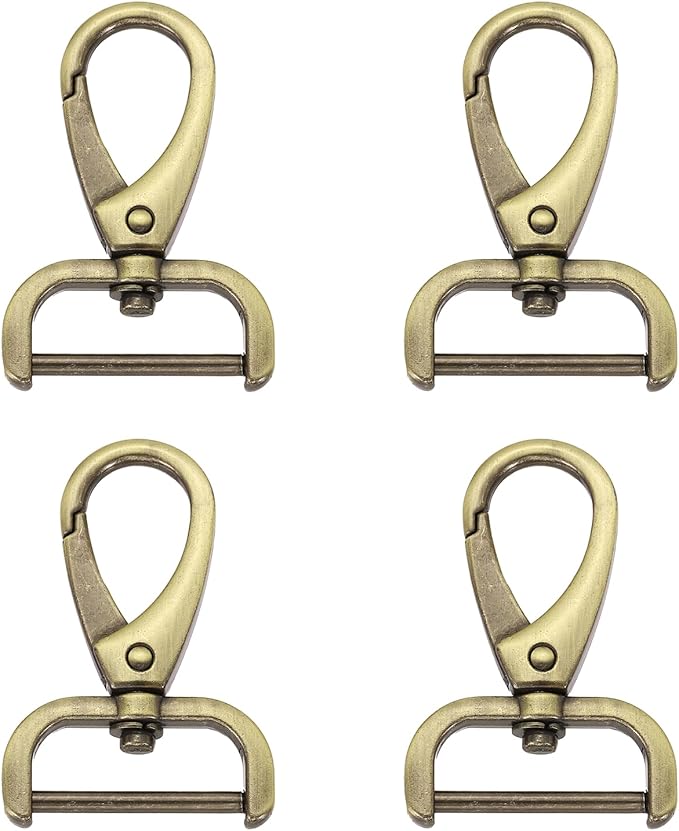 HARFINGTON 4pcs Detachable Snap Hook Swivel Clasp 1" (25mm) Zinc Alloy Lobster Claw Clasp for Keychain Lanyard Purse DIY Purse Strap, Light Brown
