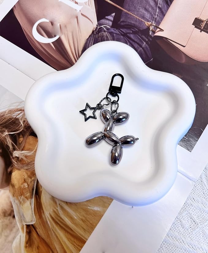 LAEKOU Star Balloon Dog Keychain for Women, Cute Y2K Key Chain Accessories, Aesthetic Charms for Bag Backpack