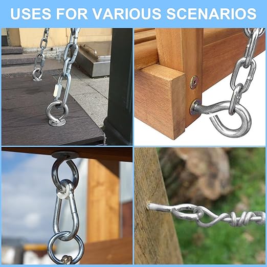 Aovchei Eye Screws, 4 Pcs 6 Inch Long, 304 Heavy Duty Stainless Steel Screw Hooks, Rust-Resistant Self Tapping Eyelet Bolts for Wood, Securing Cables Wires, Indoor & Outdoor for Hanging Artwork