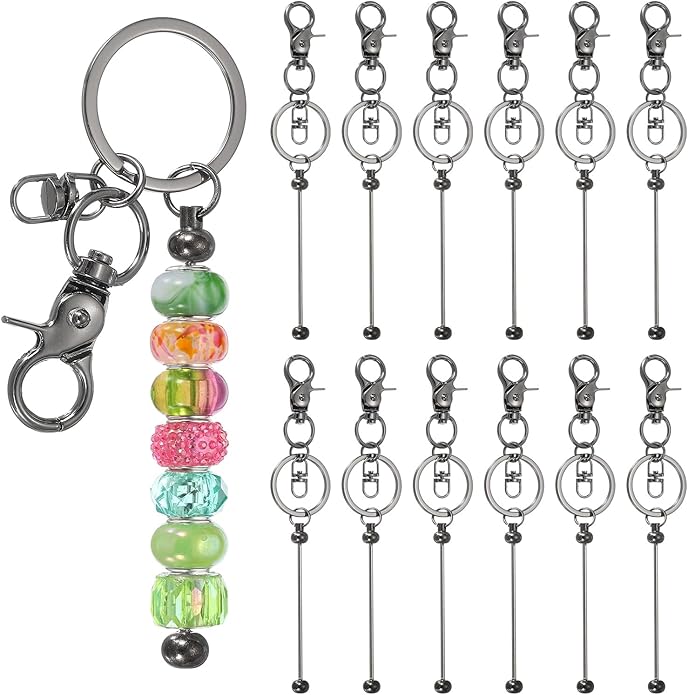 uxcell Beadable Keychain, Keychain Making Supplies, Blank Bead Metal Chain Bars for DIY Crafts Jewelry Making Gift