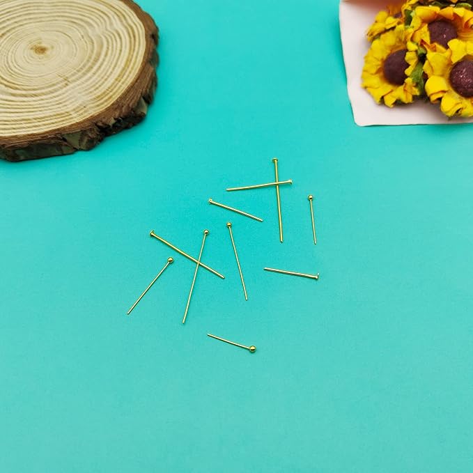 1000pcs Head Pins for Jewelry Making,Ball Head Pins Flat Heads Pin Beading Pins for Beading Jewelry Making(Gold,18mm,20mm,24mm,30mm,35mm)